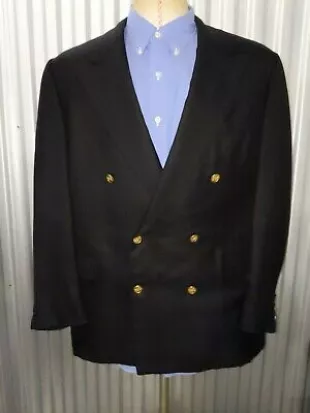 46L Hickey Freeman CASHMERE Double Breasted 6/4 Gold Button Tweed Blazer Jacket  | eBay