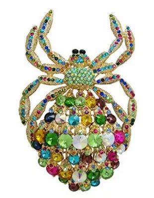Classic Deluxe Rhinestone Crystal Big Spider Brooch Pins Huge Animal Pendant B10479200 (Bright-color)