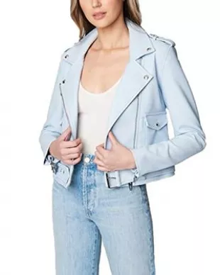 Luxury Clothing Vegan Leather Motorcycle Jacket, Fairy Dust, Small