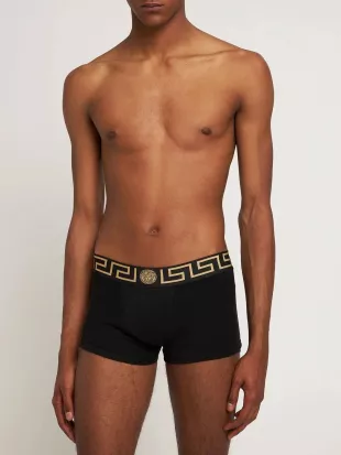 Men Pack Of 3 Greca Stretch Boxer Briefs Black 7