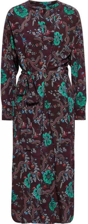 Isabel Marant Calypso floral print silk blend crepe de chine midi wrap dress worn by Kelly Ripa as seen in LIVE with Kelly and Ryan Spotern