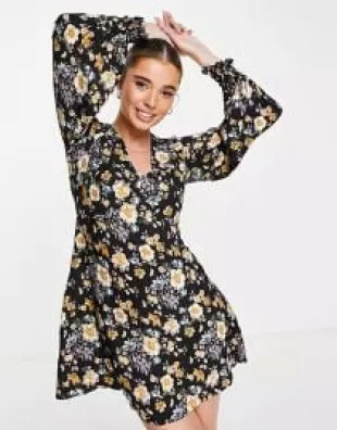 In The Style - In The Style x Jac Jossa balloon sleeve dress in floral ...