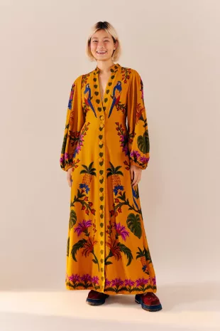 Yellow Tropical Tapestry Maxidress