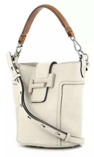 Double T shoulder bag in white leather