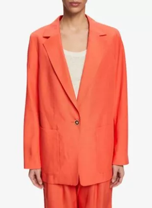 Veste col tailleur en lyocell et lin - Orange