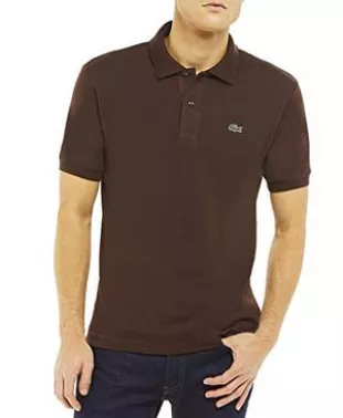 Mens Short Sleeve L.12.12 Pique Polo Shirt, Earthy Brown, Medium