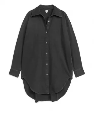 Oversized Denim Shirt - Black
