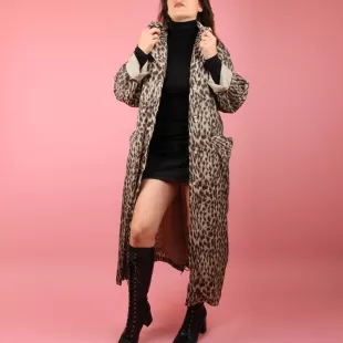 70s Vintage Coat // 1970s Leopard Print Coat // Animal Print Lightweight Raglan Sleeve Coat // M L