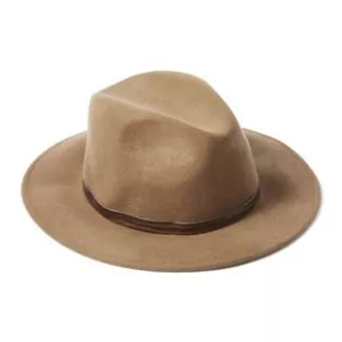 Chapeau fédora détail ceinture - camel