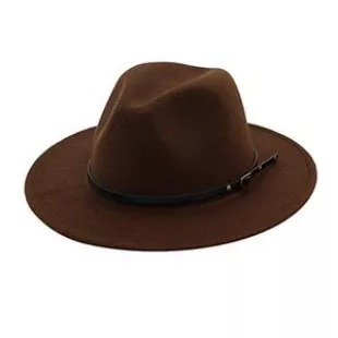 Chapeau Fedora en Feutre pour Homme Femme Chapeau de Jazz Hiver Casquette Boucle de Ceinture à Large Bord Chapeau Large avec Ceinture (Coffee, Free Size)