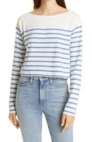 Stripe Crop Long Sleeve T-Shirt