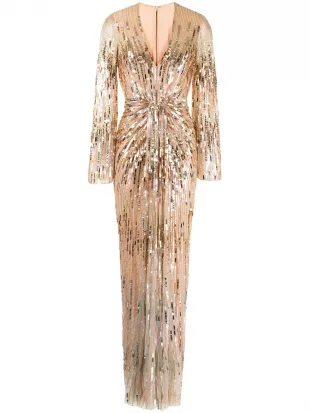 Jenny Packham Sequin-Embellished Gown worn by Fallon Carrington (Elizabeth Gillies) as seen in Dynasty (S05E03) | Spotern Jenny Packham Sequin-Embellished Gown worn by Fallon Carrington (Elizabeth Gillies) as seen in Dynasty (S05E03) | Spotern