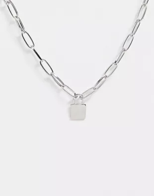 Necklace With Hardware Chain And Padlock