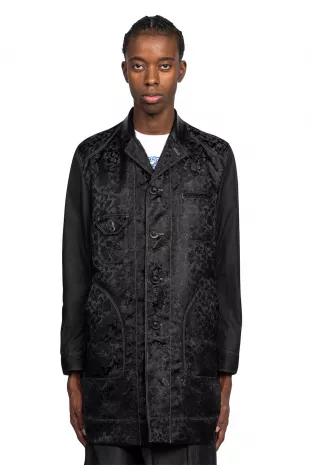 Black Textured Button Up Coat