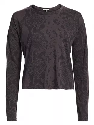 Snakeskin Print Cropped T-Shirt
