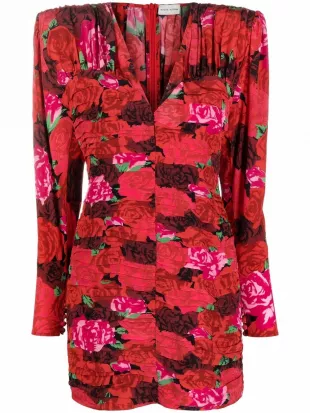 Floral-Print Silk Mini Dress
