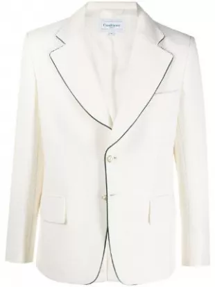 Contrast Trim Single-Breasted Blazer