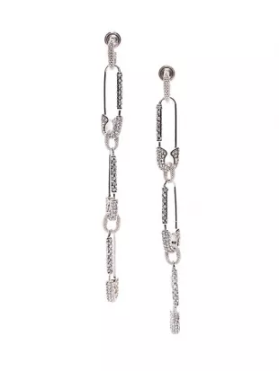 G Clip Crystal Pendent Earrings