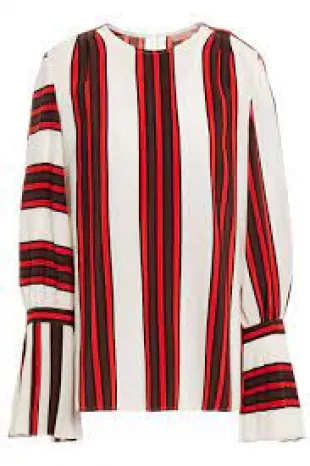 Striped Silk Crepe De Chine Blouse