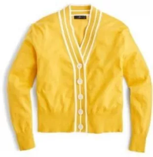 Tipped Cotton Blend V-Neck Cardigan