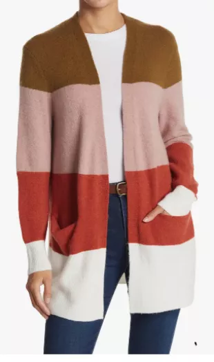 Madewell Stripe Print Cozy Short Walker Cardigan worn by Davia Moss Emma Hunton as seen in Good Trouble S04E03 Spotern