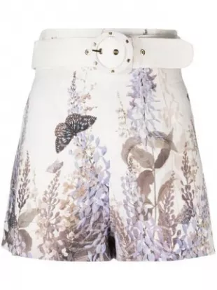 Luminous Floral-Print Linen Shorts