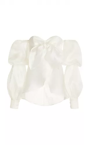 Andres Otalora - Serrania Puffed-Sleeve Off-The-Shoulder Silk Top