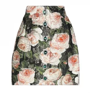 Embellished Metallic Floral-Print Cotton-Blend Brocade Mini Skirt