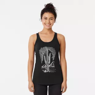 Cactus Desert With Mountain Tank Top