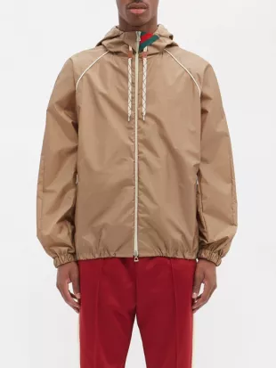 Satin-nylon hooded jacket