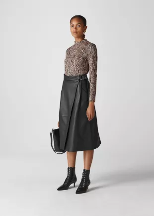 Whistles - Leather Wrap Midi Skirt