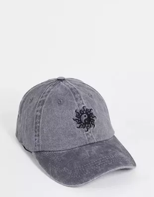 soft baseball cap in washed black with embroidery