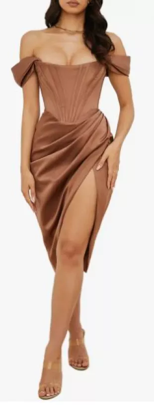 Loretta Off the Shoulder Satin Corset Dress