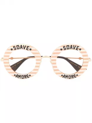 Stripe Detail Round Frame Sunglasses