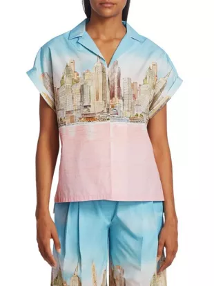 NYC Skyline Cotton Poplin Shirt