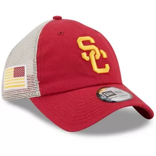 Cardinal USC Trojans Flag Trucker 9TWENTY Snapback Hat