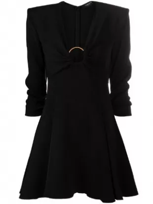 O-ring Flared Satin Dress