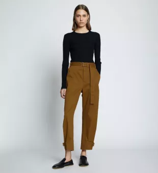 Cotton Twill Tapered Pants
