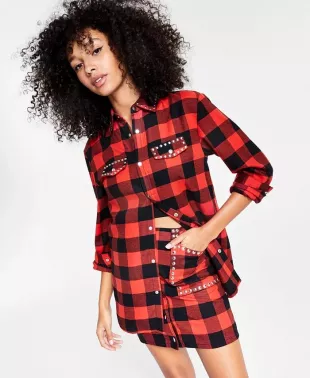 Buffalo Plaid Studded Shirt