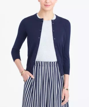 Navy Clare Three-Quarter Sleeve Cardigan