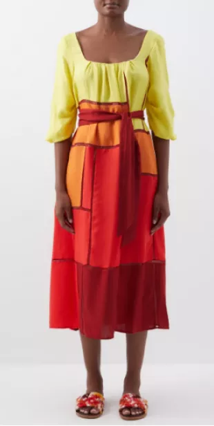 Daphine Patchwork Cashmere Blend Twill Dress