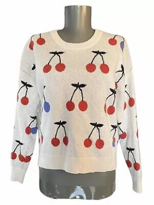 Cherry Jacquard Pullover Sweater