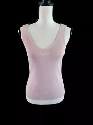 Dusty Pink V-Neck Sleeveless Slinky Rayon Stretch Top