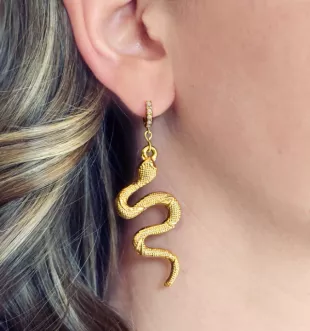 Eve 24Kt Gold-Plated Snake & Pearl Knot W/Opal Earrings