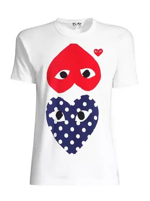 Heart Print Cotton Jersey T Shirt
