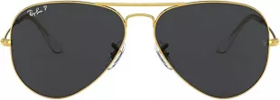 RB3025 Classic Aviator Sunglasses, Legend Gold/Polarized Black, 55 mm