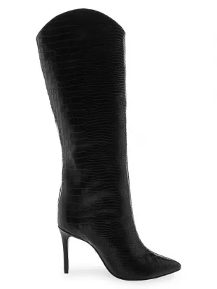 Maryana Knee High Croc Embossed Leather Boots