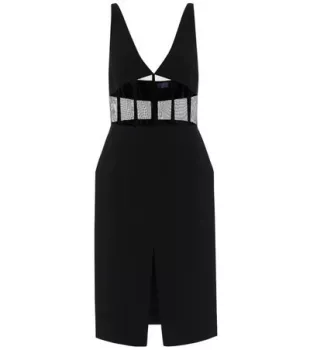 Mugler - Mesh Paneled Scuba Midi Dress