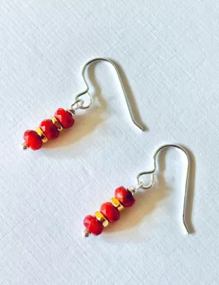 Coral Sterling Silver Earrings