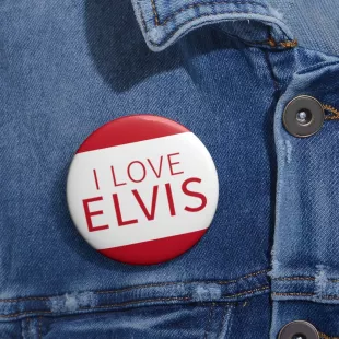 "I Love Elvis" Pin Button - Medium